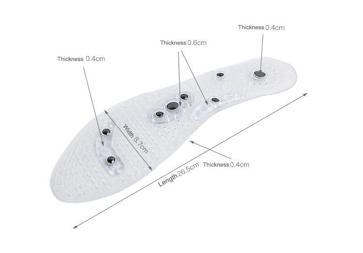 Pain relief foot massage insoles, gel magnetic acupuncture massage shoe insole for blood circulation