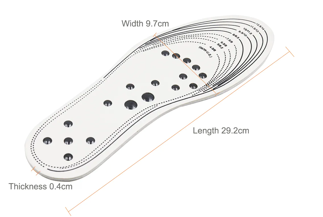 Memory Foam Magnetic Massage Insoles Soft Latex for Plantar Fasciitis