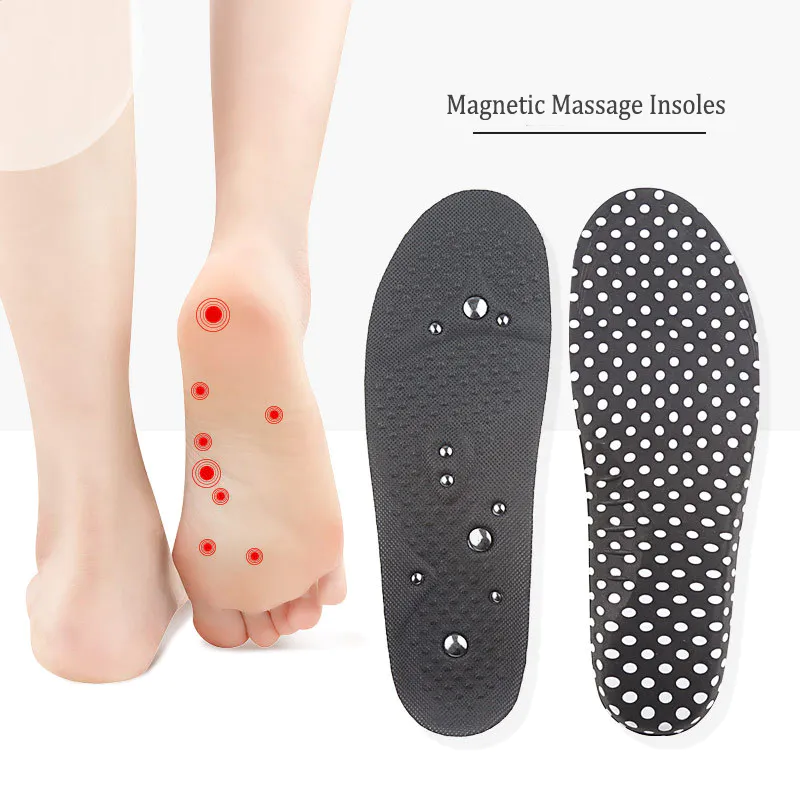 Magnetic therapy massage shock absorption foot arch support sports leisure breathable insole for men and women
