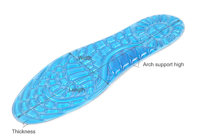 Arch support unisex shock absorption PU massage Crossbow support sport shoe insoles