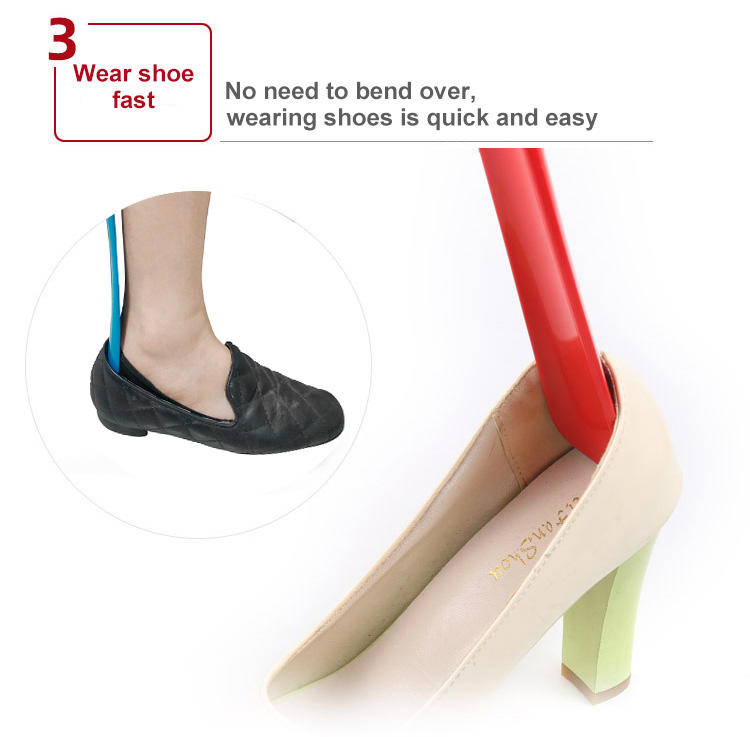 Durable colorful plastic shoehorn Hook Long Handle customized logo