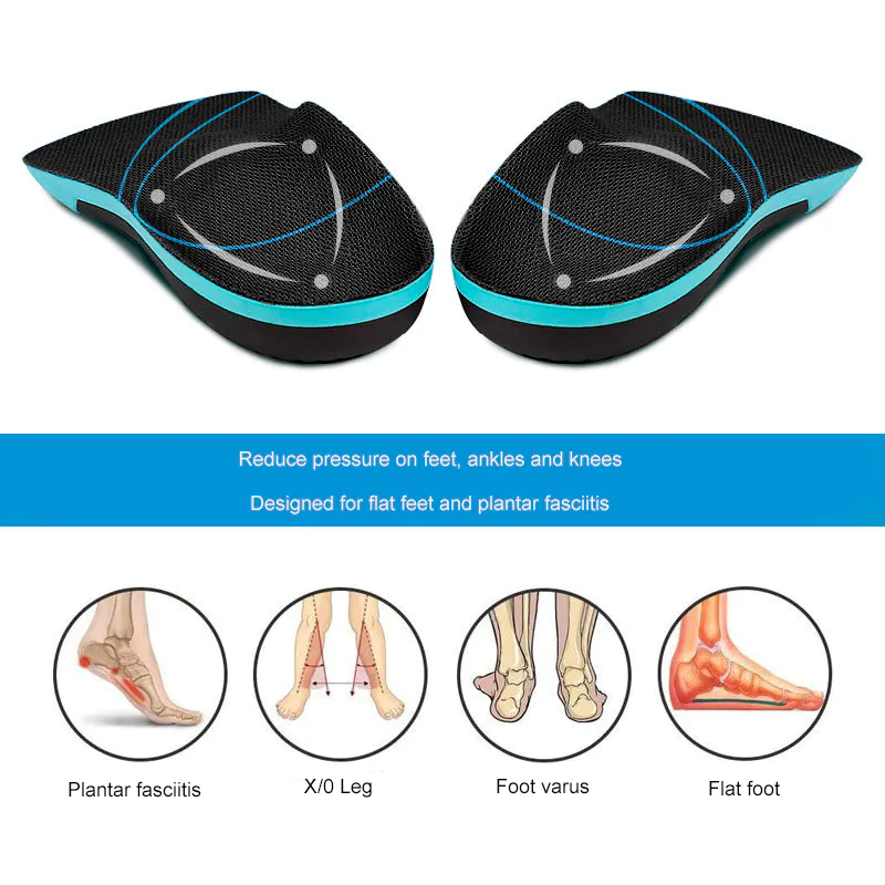 Customized Plastic Orthopedic Shoe Insoles 3/4 Length High Arch Support PU foam insert Orthotic Flat Foot