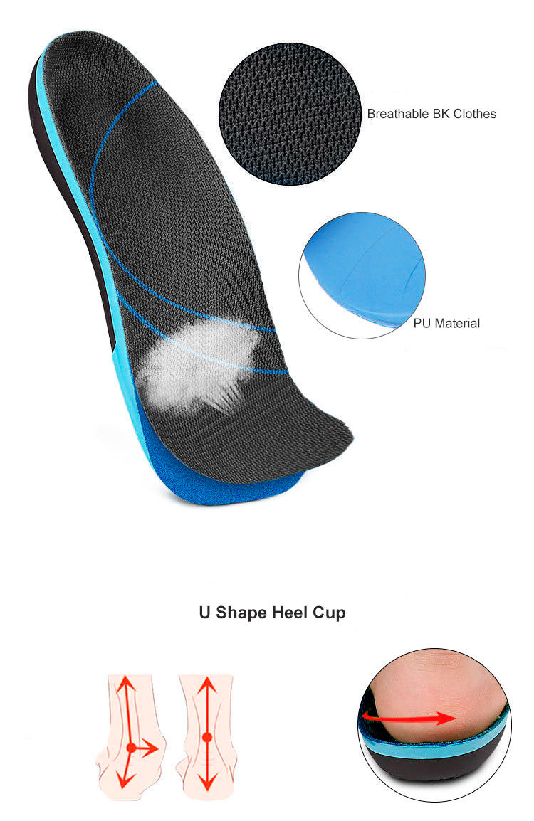 Customized Plastic Orthopedic Shoe Insoles 3/4 Length High Arch Support PU foam insert Orthotic Flat Foot
