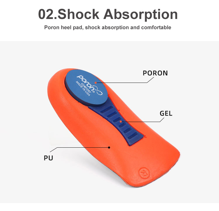 Orthotic Multifunction Insole Comfortable Arch Support Shoe Shockproof 3/4 Length Customized Poron Material