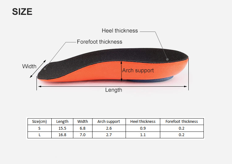 product-S-King-Orthotic Multifunction Insole Comfortable Arch Support Shoe Shockproof 34 Length Cust