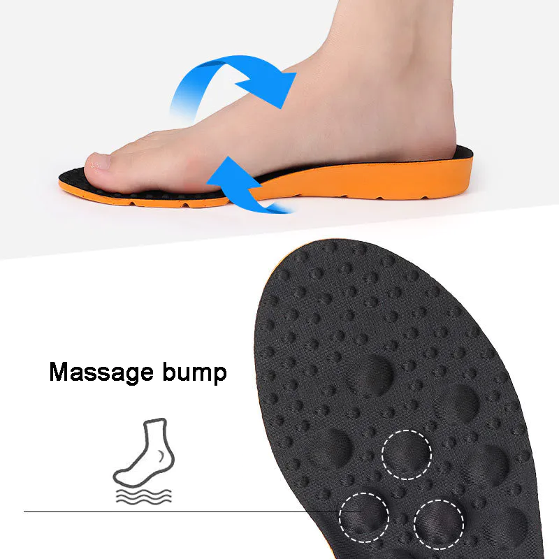 Shock Absorption and Foot Pain Relief Insoles Plantar Fasciitis Orthotics PU Memory Foam Shoe Insoles
