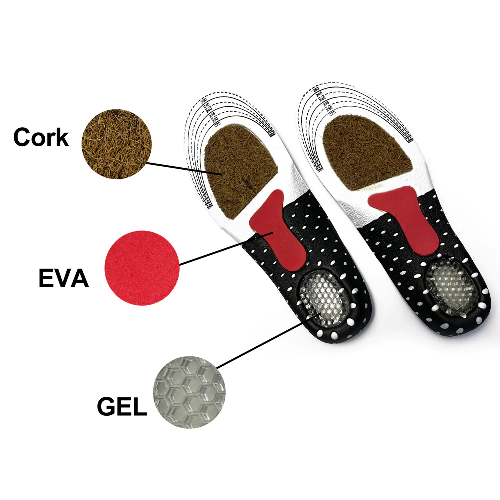 EVA Cork Shock Absorption Sports Leisure Cuttable Sweat Absorption Breathable Non-slip Orthotic Insoles