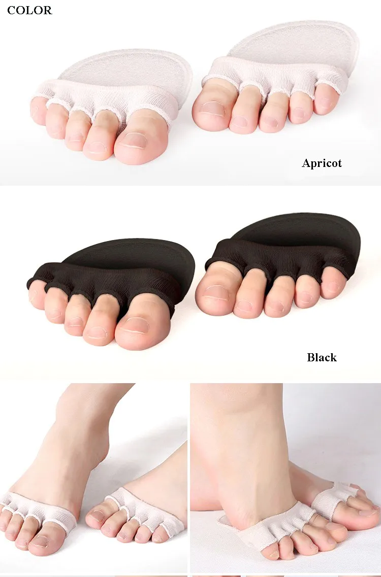 Feet care anti sweat girls five toe socks girl feet silicone