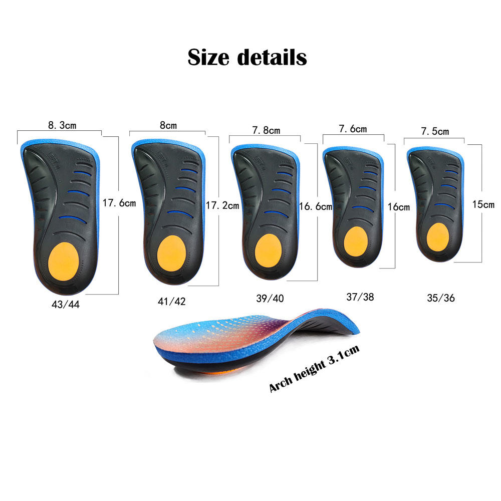 S-King Man And Women Customizable Heel Liner High Elastic Eva Orthotic 3/4 Arch Support Flat Foot Insoles