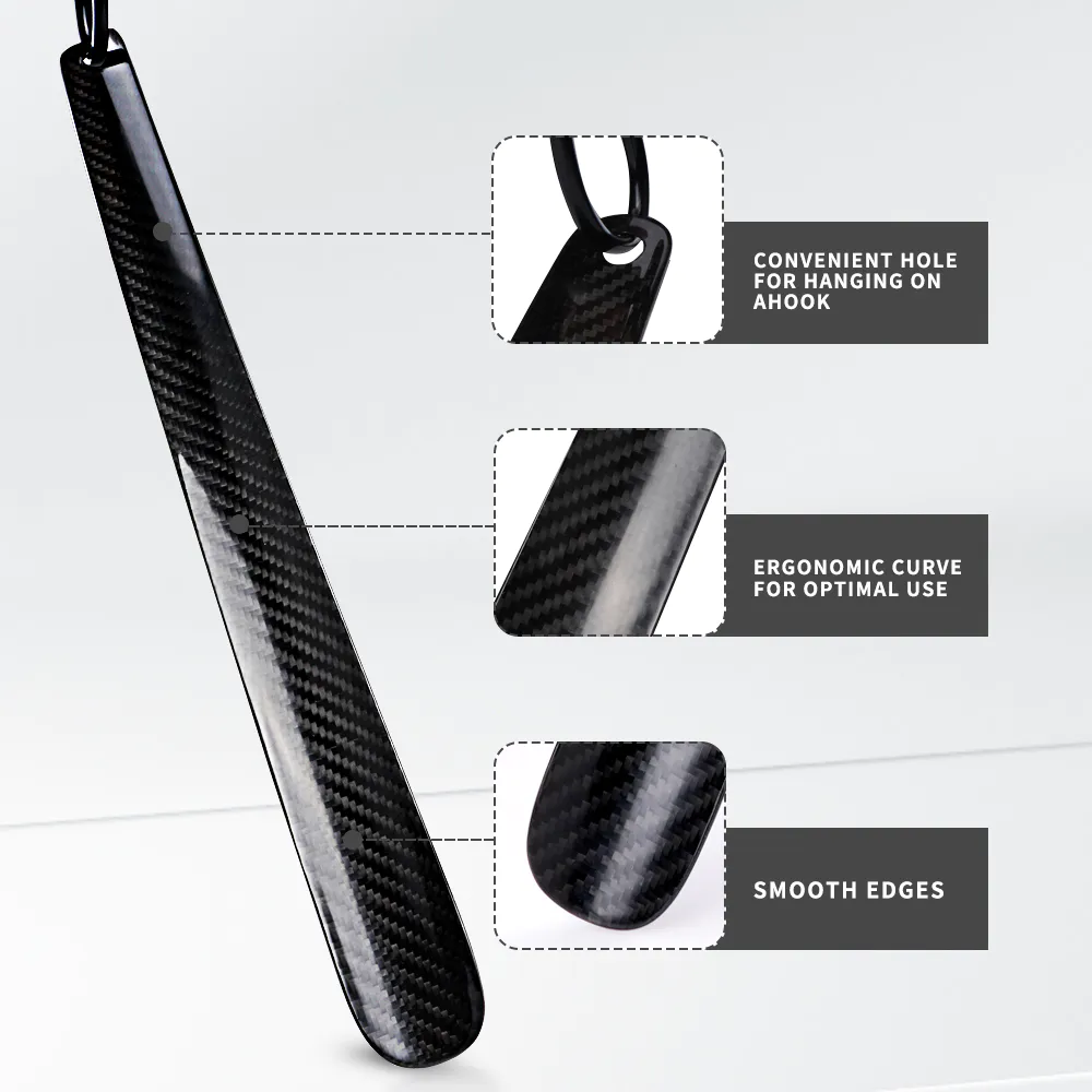 Premium Carbon Fiber Long Short Handles Helper Shoe Horn With Custom Logo