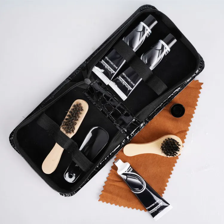 Travel Shoe Shine Care Set Real Leather Shoes Cleaning Brush Solid Maintenance Oil Shoe Clean Tool