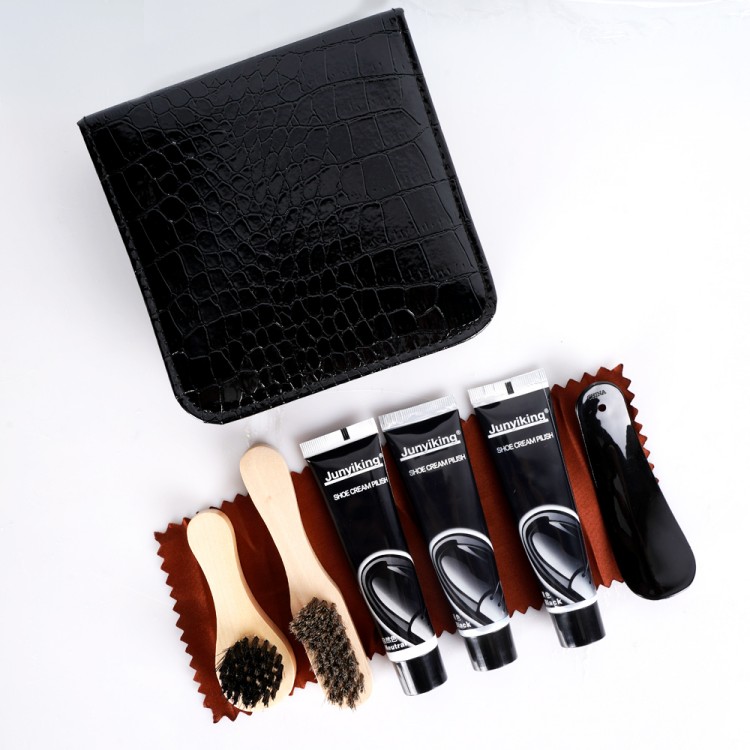 product-Travel Shoe Shine Care Set Real Leather Shoes Cleaning Brush Solid Maintenance Oil Shoe Clea