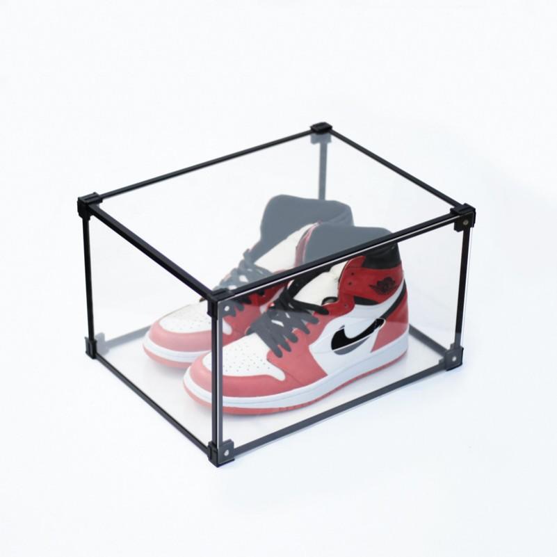 High Transparent Acrylic Shoe Storage Display Box Aluminum Alloy Assembled Shoe Box Display Cabinet