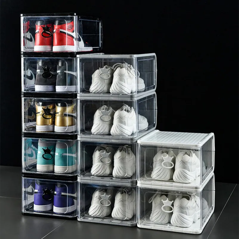 Wholesale Custom Production Acrylic Transparent Shoe Box Stackable Sneaker Box Storage