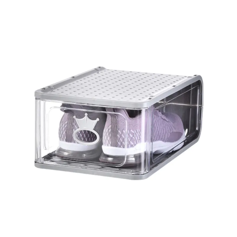 Wholesale Custom Production Acrylic Transparent Shoe Box Stackable Sneaker Box Storage