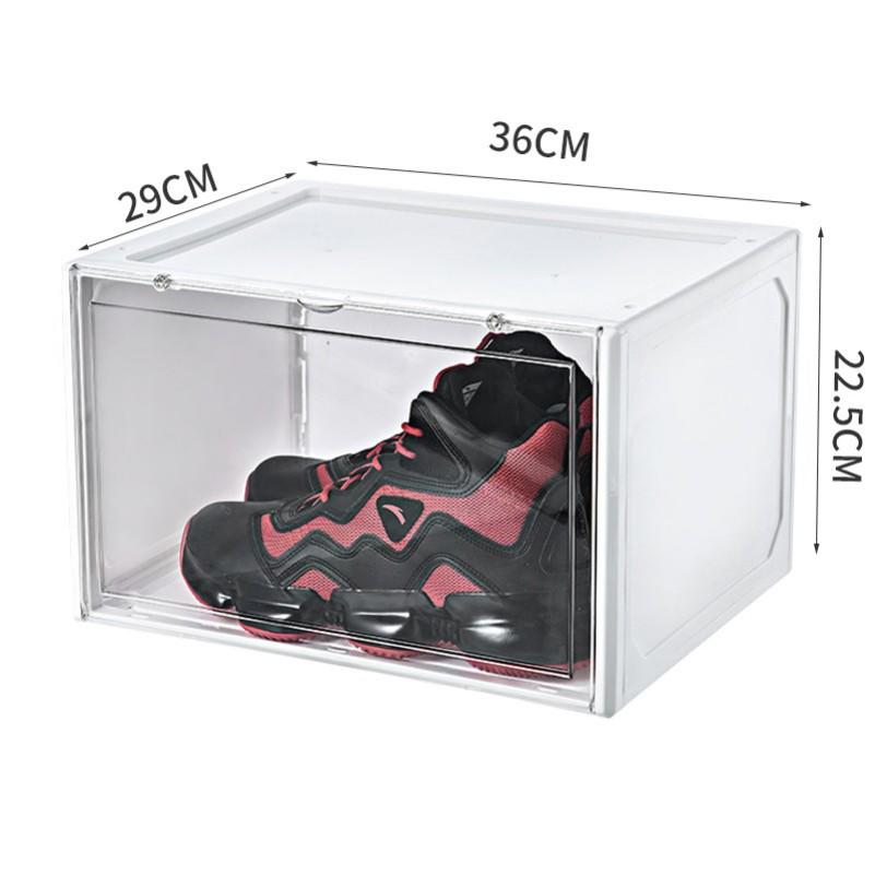 Wholesale Transparent Plastic Sneaker Stackable Shoe Storage Boxes Drop Front Acrylic Drawer Type Magnetic Clear Shoe Box