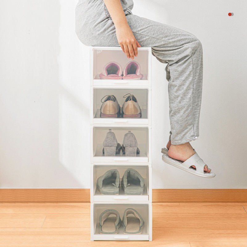 Acrylic Fold Magnetic Side Open Custom Organizer Case Giant Transparent Plastic Clear Sneaker Plastic Display Shoe Storage Box