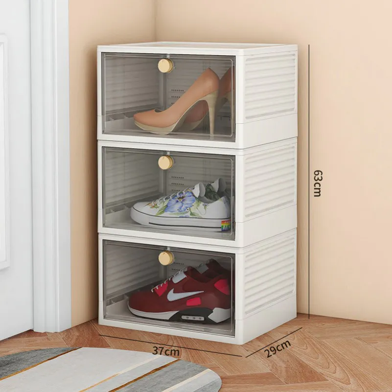 Custom Household Plastic Shoe Storage Container Installation-free and Foldable Organizer Stackable Folding Shoe Box