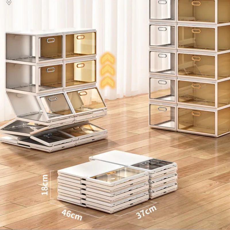 Transparent Basketball Shoes Collection Display Cabinet Foldable Shoe Storage Boxes with Lids