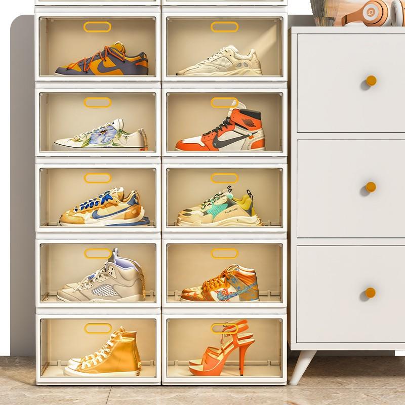 Transparent Basketball Shoes Collection Display Cabinet Foldable Shoe Storage Boxes with Lids