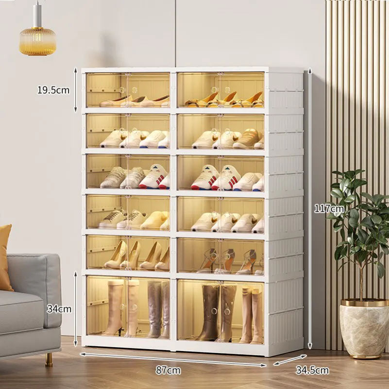 Shoe Box Shoe Storage Organizer Clear Plastic Stackable Foldable Shoe Storage Cabinet with Doors