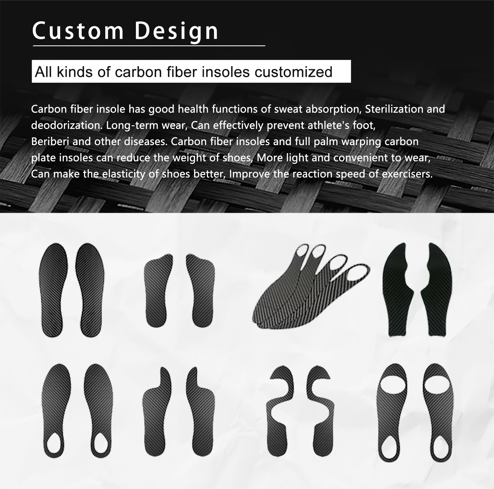 product-Sports Basketball Shock Absorption Carbon Fiber Anti Slip Running Carbon Fiber Insole Shoe P