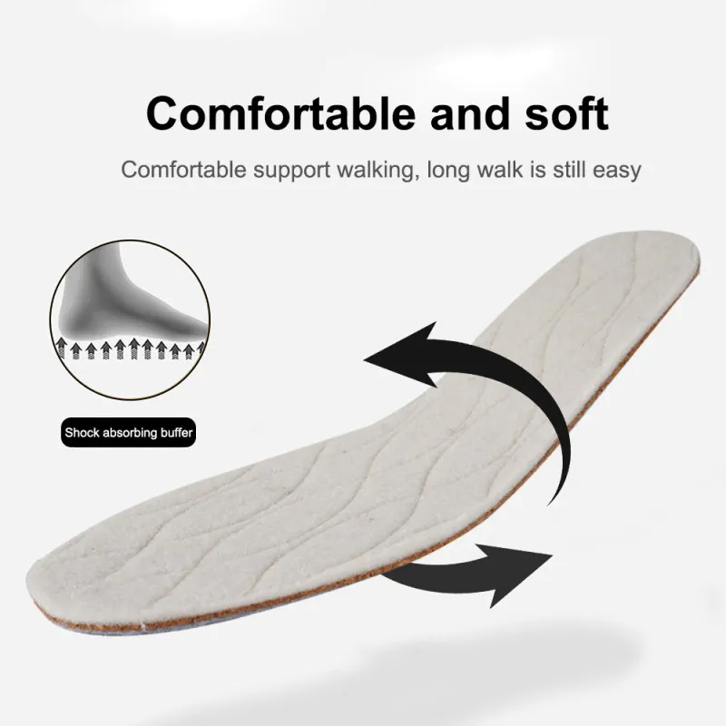 Thin Cork Shoe Inserts Three-Layer Keep Warm Wool Insoles Cork Core Felt Sole Comfortable Shoe Insoles