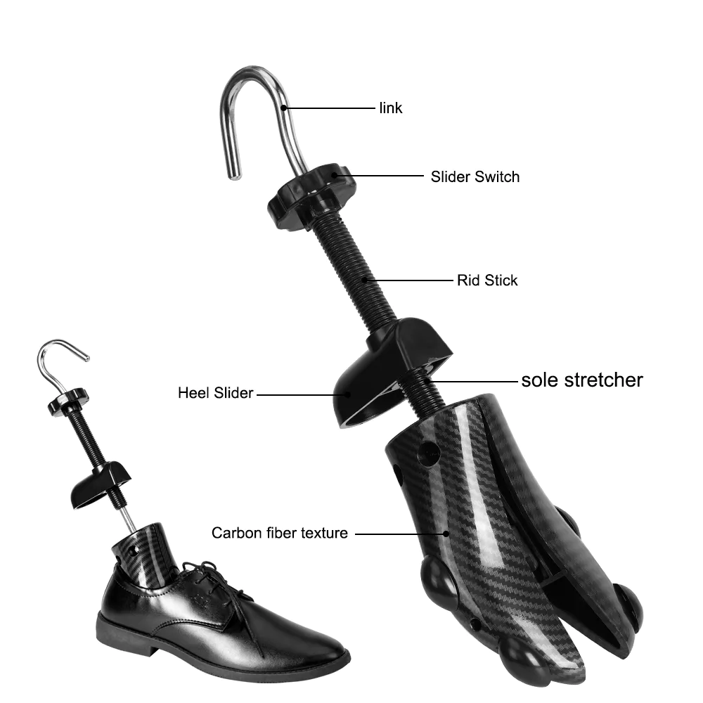 Adjustable Carbon fiber textured plastic shoe tree Support Stretcher Metal Lasts Brace